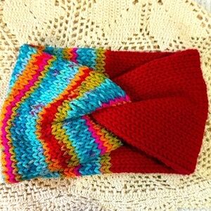 Handmade Colorful Knit Knotted Cold Weather Headband.